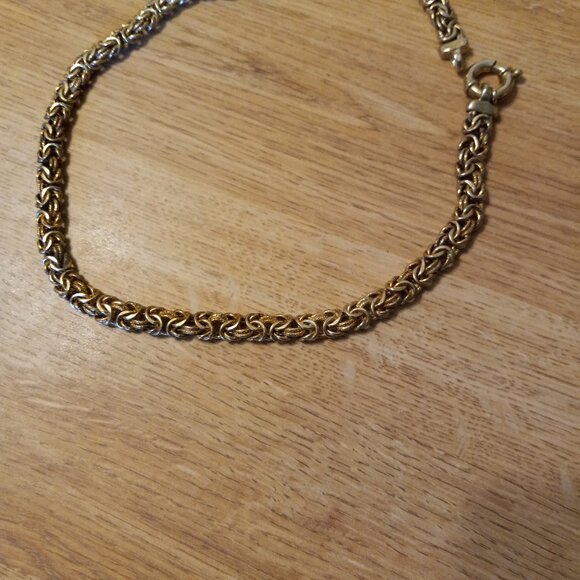 VINTAGE Sign UTC 925 Italy Byzantine Sterling Silver Gold Plated Chain Necklace - Picture 1 of 3